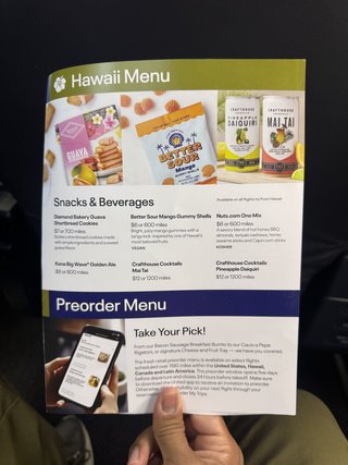 The non-hawaii menu, see details in table below
